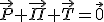 \vec{P}+\vec{\Pi}+\vec{T}=\vec{0}