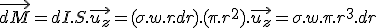 \vec{dM} = dI.S.\vec{u_{z}} = (\sigma .w.r.dr).(\pi . r^2).\vec{u_{z}} = \sigma .w.\pi.r^3.dr