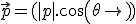 \vec{p} = (|p|.cos(\theta) ; |p|.sin(\theta))