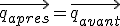 \vec{q_{apres}}=\vec{q_{avant}}