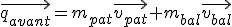 \vec{q_{avant}}=m_{pat}\vec{v_{pat}}+m_{bal}\vec{v_{bal}}