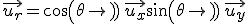 \vec{u_r}=cos(\theta) \, \vec{u_x} + sin(\theta) \, \vec{u_y}