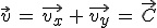 \vec{v}\,=\,\vec{v_x}\,+\,\vec{v_y}\,=\,\vec{C}