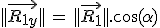 ||\vec{R_{1y}}||\,=\,||\vec{R_1}||.\cos(\alpha)