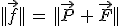 ||\vec{f}||\,=\,||\vec{P}\,+\,\vec{F}||
