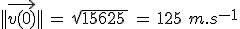 ||\vec{v(0)}||\,=\,sqrt{15625\,}\,=\,125\,\,m.s^{-1}