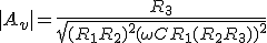 |A_v|=\frac{R_3}{\sqrt{(R_1+R_2)^2 + (\omega C R_1(R_2+R_3))^2}}