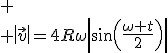 
 \\ \left|\vec{v}\right|=4R\omega\left|\sin\left(\frac{\omega t}{2}\right)\right|