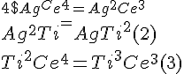 
 \\ 4$ Ag^++Ce^{4+}=Ag^{2+}+Ce^{3+}
 \\ 4$ Ag^{2+}+Ti^+=Ag^{+}+Ti^{2+} (2)
 \\ 4$ Ti^{2+}+Ce^{4+}=Ti^{3+}+Ce^{3+} (3)