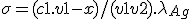  \sigma = (c1.v1-x)/(v1+v2) .\lambda_{Ag+}