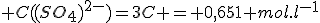  C((SO_4)^{2-})=3C = 0,651 mol.l^{-1}