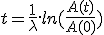  t = \frac{1}{\lambda}.ln(\frac{A(t)}{A(0)}) 