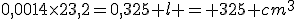 0,0014\times23,2=0,325 l = 325 cm^3