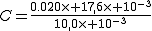 2$C=\frac{0.020\times 17,6\times 10^{-3}}{10,0\times 10^{-3}}