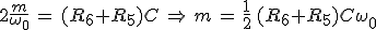 2\frac{m}{\omega_0}\,=\,(R_6+R_5)C\,\Rightarrow\,m\,=\,\frac{1}{2}\,(R_6+R_5)C\omega_0