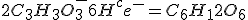2C_3H_3O_3^-+6H^++ce^-=C_6H_12O_6