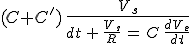 3$(C+C^')\,\frac{dV_s}{dt}\,+\,\frac{V_s}{R}\,=\,C\,\frac{dV_e}{dt}