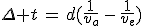 3$\Delta t\,=\,d(\frac{1}{v_a}\,-\,\frac{1}{v_e})