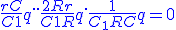 3$\blue\frac{rC}{C1}q^{..} + \frac{2R+r}{C1R}q^{.} + \frac{1}{C_1RC}q = 0