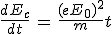 3$\frac{dE_c}{dt}\,=\,\frac{(eE_0)^2}{m}t