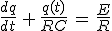 3$\frac{dq}{dt}\,+\,\frac{q(t)}{RC}\,=\,\frac{E}{R}