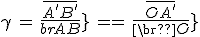 3$\gamma\,=\,\frac{\bar{A^'B^'}}{\bar{AB}}\,=\,\frac{\bar{OA^'}}{\bar{OA}}