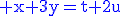 3$\rm\blue x+3y=t+2u