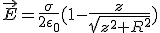 3$\vec{E}=\frac{\sigma}{2\epsilon_0}(1-\frac{z}{\sqrt{z^2+R^2}})