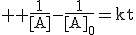 3$%20\rm \fra{1}{[A]}-\fra{1}{[A]_0}=kt