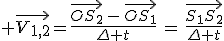 3$ \vec{V_{1,2}}=\frac{\vec{OS_2}\,-\,\vec{OS_1}}{\Delta t}\,=\,\frac{\vec{S_1S_2}}{\Delta t}