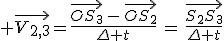 3$ \vec{V_{2,3}}=\frac{\vec{OS_3}\,-\,\vec{OS_2}}{\Delta t}\,=\,\frac{\vec{S_2S_3}}{\Delta t}