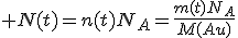 3$ N(t)=n(t)N_A=\frac{m(t)N_A}{M(Au)}