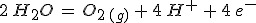 3$2\,H_2O\,=\,O_{2\,(g)}\,+\,4\,H^+\,+\,4\,e^-