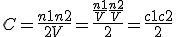 3$C = \frac{n1+n2}{2V} = \frac{\frac{n1}{V}+\frac{n2}{V}}{2}=\frac{c1+c2}{2}