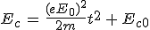 3$E_c\,=\,\frac{(eE_0)^2}{2m}t^2\,+\,E_{c0}