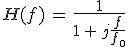 3$H(f)\,=\,\frac{1}{1\,+\,j\frac{f}{f_0}}