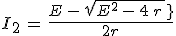 3$I_2\,=\,\frac{E\,-\,sqrt{E^2\,-\,4\,r\,P}}{2r}