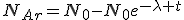 3$N_{Ar}=N_0-N_0e^{-\lambda t}