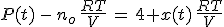 3$P(t)\,-\,n_o\,\frac{RT}{V}\,=\,4 x(t)\,\frac{RT}{V}