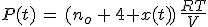 3$P(t)\,=\,(n_o\,+\,4 x(t))\,\frac{RT}{V}