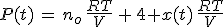 3$P(t)\,=\,n_o\,\frac{RT}{V}\,+\,4 x(t)\,\frac{RT}{V}