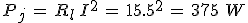 3$P_j\,=\,R_l\,I^2\,=\,15.5^2\,=\,375\,\,W