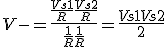 3$V- = \frac{\frac{Vs1}{R}+\frac{Vs2}{R}}{\frac{1}{R}+\frac{1}{R}}=\frac{Vs1+Vs2}{2}