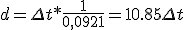 3$d = \Delta t *\fr{1}{0,0921}= 10.85\Delta t