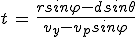 3$t\,=\,\frac{rsin\varphi-dsin\theta}{v_y-v_psin\varphi}
