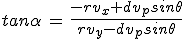 3$tan\alpha\,=\,\frac{-rv_x+dv_psin\theta}{rv_y-dv_psin\theta}