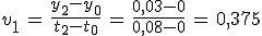 3$v_1\,=\,\frac{y_{2}-y_{0}}{t_{2}-t_{0}}\,=\,\frac{0,03-0}{0,08-0}\,=\,0,375