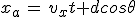 3$x_a\,=\,v_xt+dcos\theta