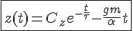 4$\fbox{z(t) = C_ze^{-\frac{t}{\tau}} - \frac{gm}{\alpha}t}
