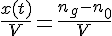 4$\frac{x(t)}{V}=\frac{n_g-n_0}{V}